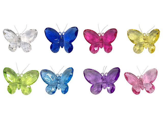 ACRYLIC BFLY HANGING 7.5CM 8ASST