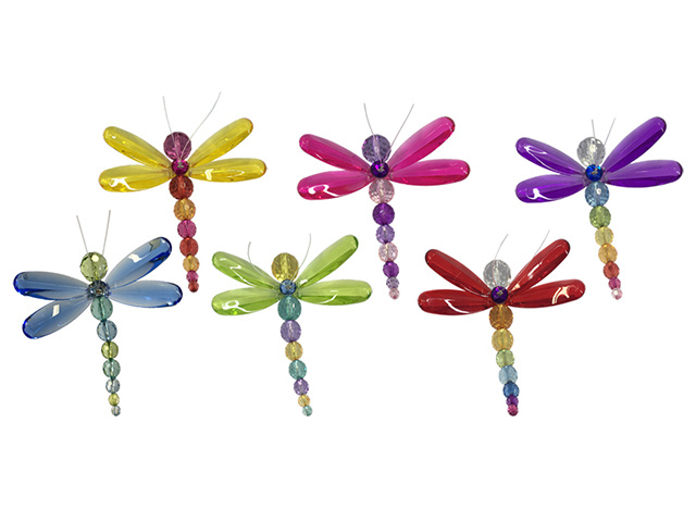 ACRYLIC BEADED DFLY 6ASST