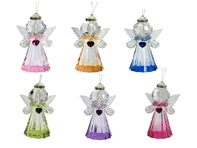 ACRYLIC HEART ANGEL 6ASST 7.5CM