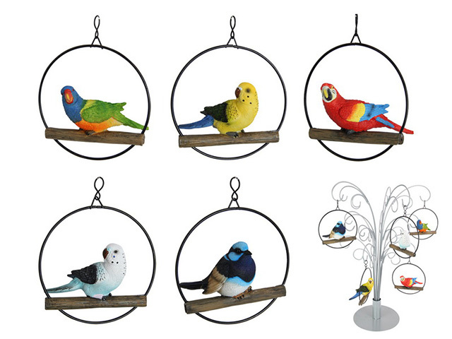 13CM BIRD IN RING 5ASST UN15