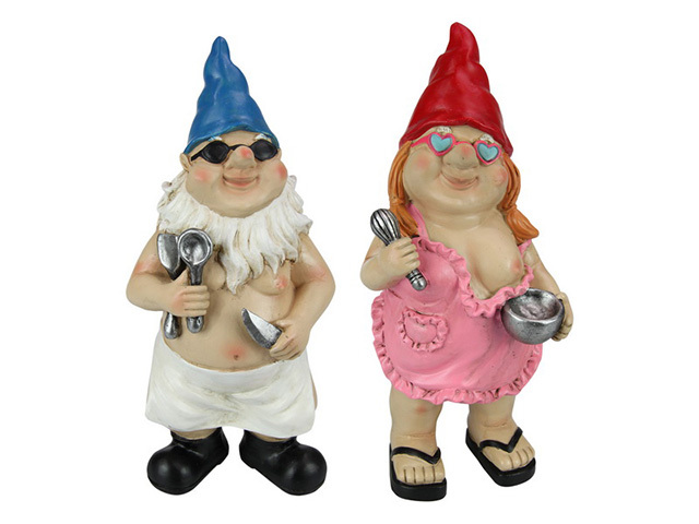 27CM RUDE GNOME CHEF COUPLE 2ASST