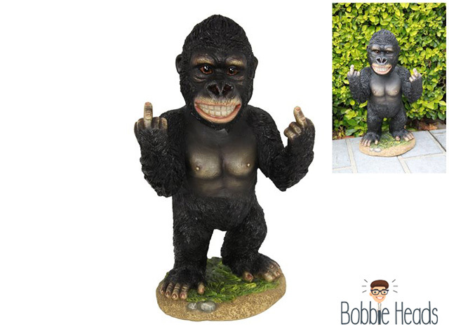 34CM BOBBLE HEAD RUDE FINGER GORILLA