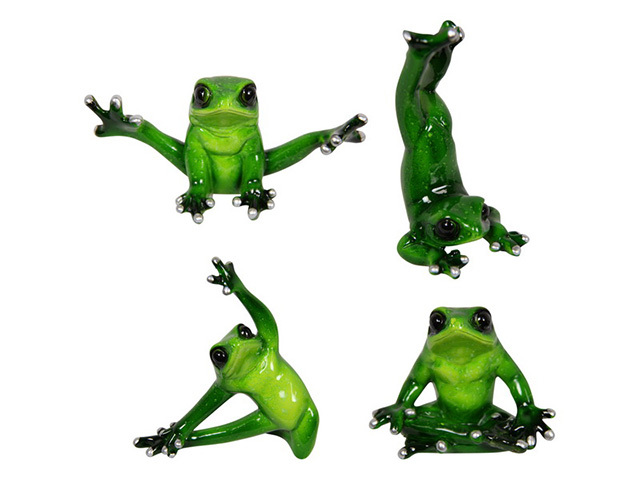10CM GREEN MARBLE YOGA FROGS 4ASST