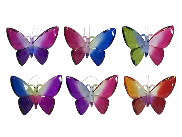 ACRYLIC RAINBOW BFLY 12.5CM 6ASST