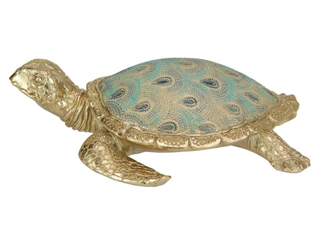 23CM LONG TURTLE W/GOLD CORAL FINISH