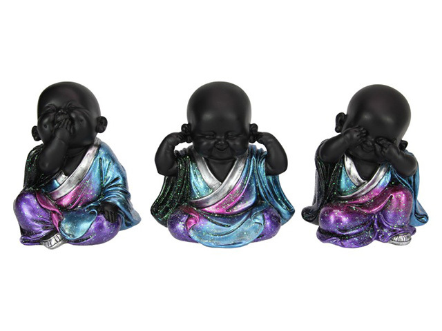 15CM PURPLE/BLUE GALAXY MONKS 3ASST