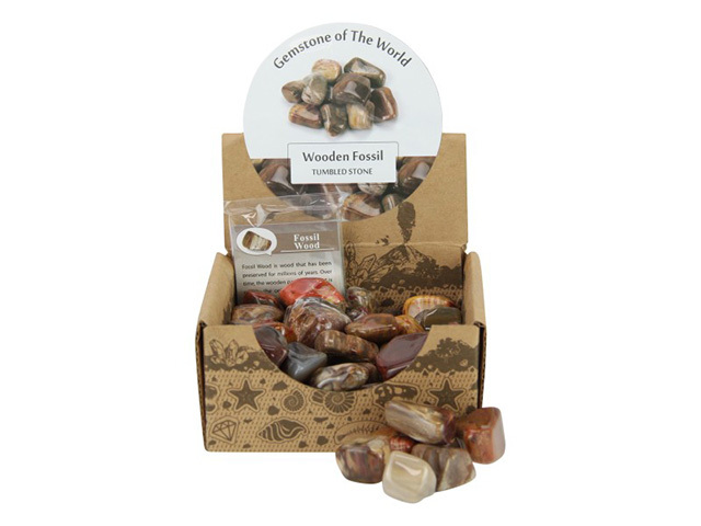 WOODEN FOSSIL TUMBLE STONE 2-3CM UN50