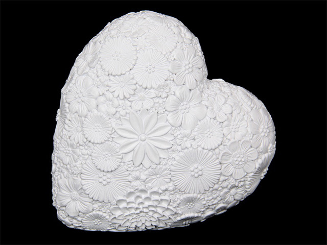 14CM WHITE FLORAL HEART