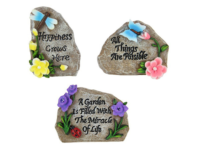 11CM INSPIRATIONAL ROCK W/FLOWERS SOLD QTY 6