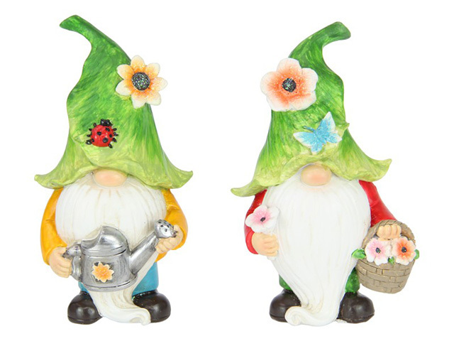 13CM STANDING FLOWER GNOME 2ASST SOLD QTY4