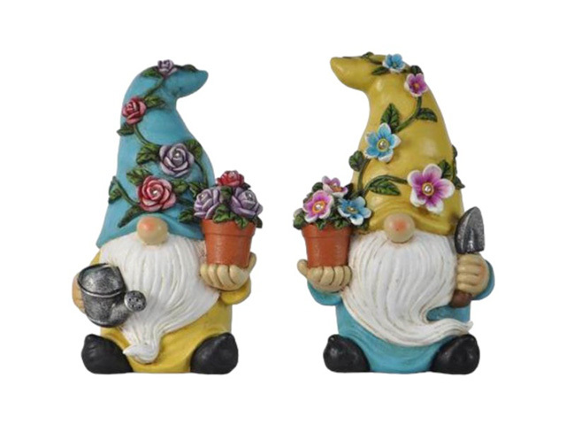 24CM GNOME HOLDING SOLAR FLOWER SOLD QTY2