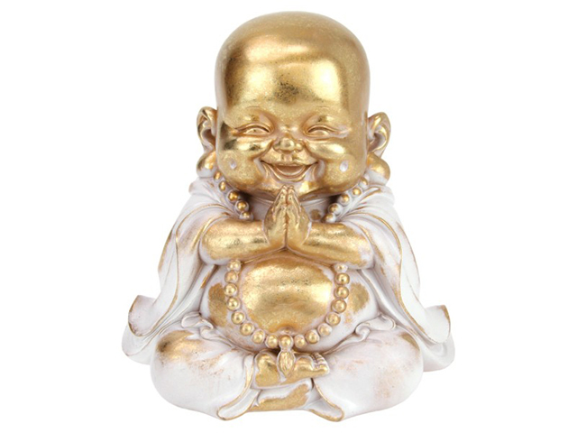 21CM GOLD/GREY PRAYING BUDDHA