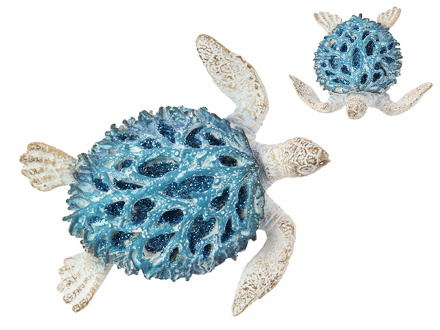 10.8CM CORAL FINISH TURTLE W/GLITTER QTY 4
