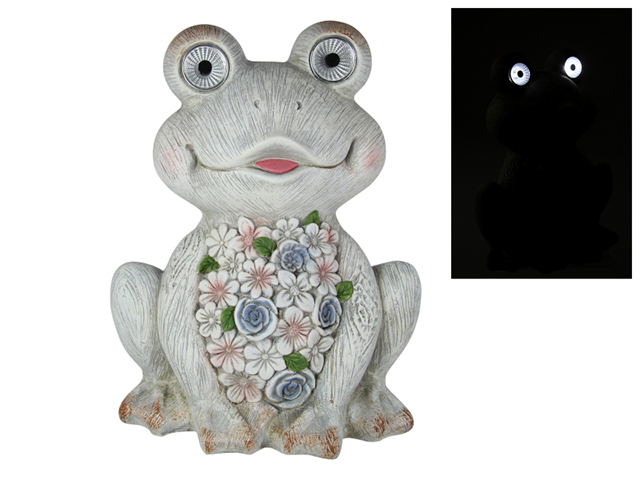 31CM SOLAR GARDEN FROG W/LIGHT UP EYES QTY 2