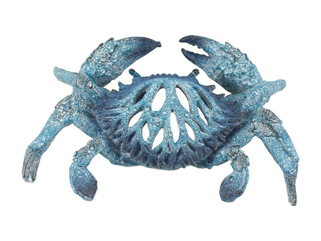 27CM BLUE CRAB W/CORAL DECOR
