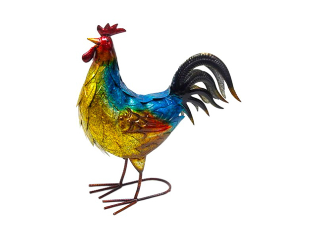 44CM METALLIC METAL STANDING ROOSTER
