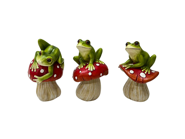FROG ON MUSHROOM 3ASST SOLD QTY6