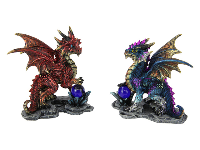 15CM DRAGON W/ORB ON ROCK PLATFORM 2ASST