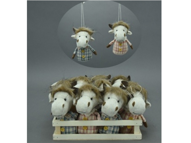 FABRIC COW HANGING DECOR IN CRATE UN12 7X7X14CM