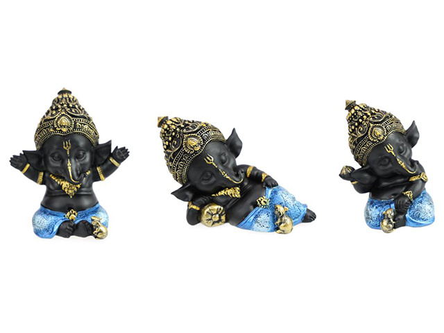 10CM GANESH IN SHINY BLUE FINISH 3ASST