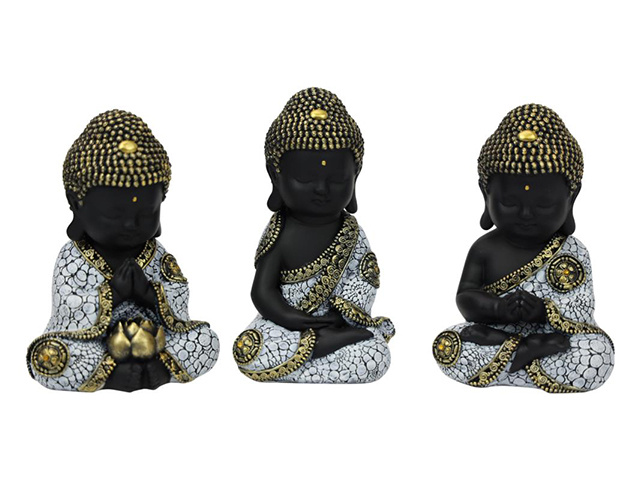 16CM SITTING BUDDHA IN TAN PEBBLE FINISH QTY 3
