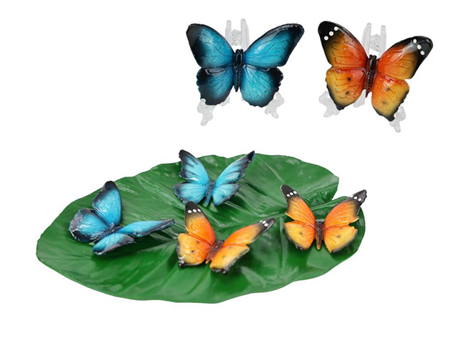 8CM MARBLE BUTTERFLY ON LEAF DISPLAY 4ASST UN24