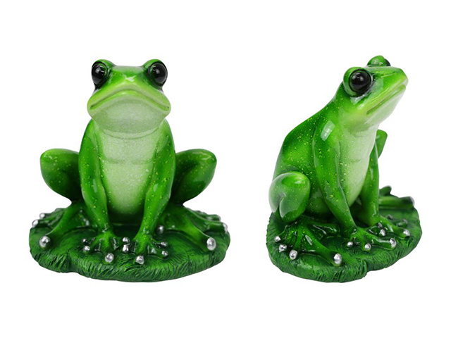 16CM SITTING MARBLE FROG ON LILYPAD QTY 2