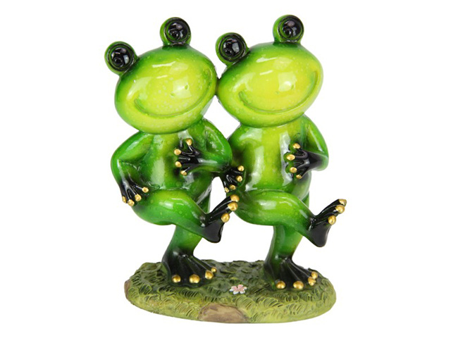 13CM MARBLE GREEN DANCING DUO FROGS SOLD QTY2