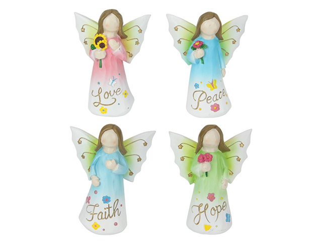 10CM ANGEL W/INSPIRATIONAL WORDING 4ASST SOLD QTY8