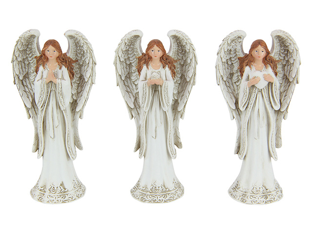 13CM WHITE ROBE ANGEL PRAYING 3ASST SOLD QTY6
