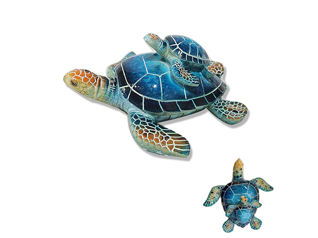 RESIN TURTLE MOTHER AND BABY 11.5X11.5CM