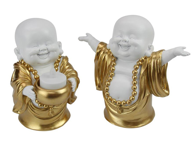 15CM STANDING HAPPY BUDDHA 2ASST