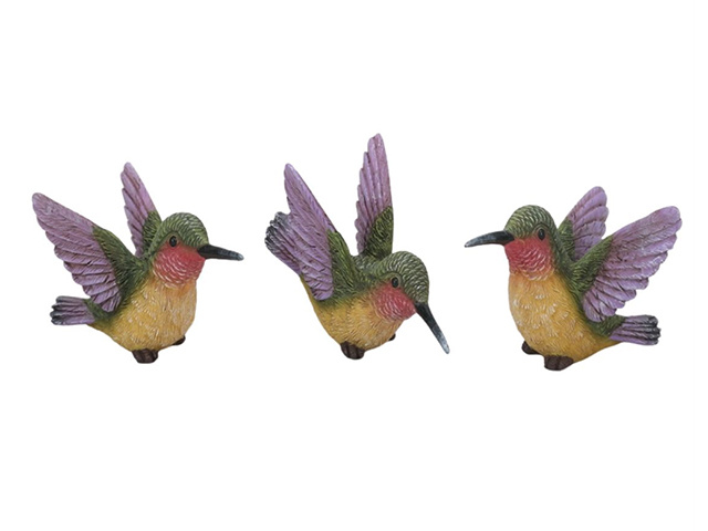 RESIN HUMMINGBIRD 10.5X6X5.5CM 3ASST QTY 6