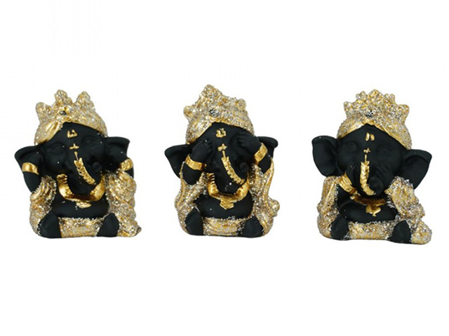 4CM RESIN GANESH EVIL NO LOOK HEAR SEE UN18