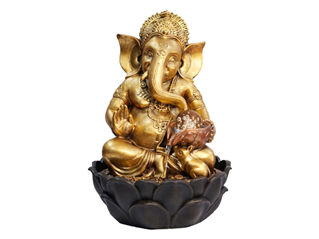 RESIN GANESH FOUNTAIN 26X26X39CM