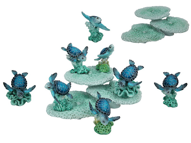 8CM TURTLE ON CORAL W/CORAL BASE 5ASST UN25