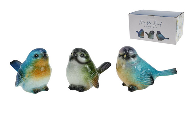 9X7.5CM MARBLE BIRD 6ASST SOLD QTY12