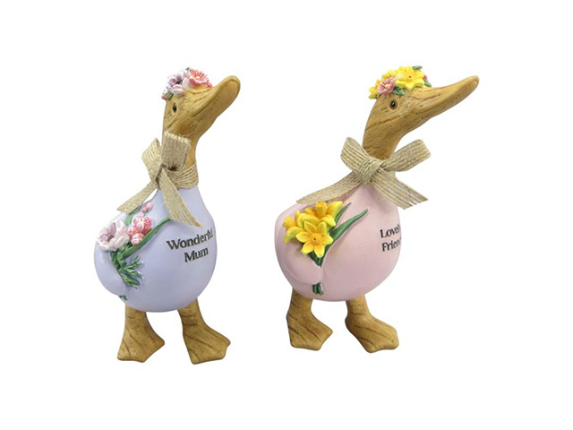 15.5CM DUCK WITH FLORAL DESIGN 2ASST