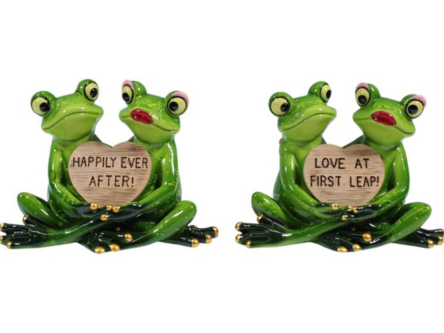 9X12CM FROG LOVER COUPLE MARBLE 2ASST