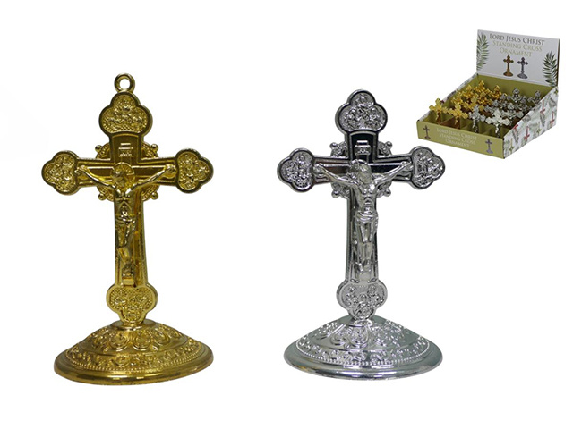 8.5CM JESUS ON CROSS GOLD/SILVER FINISH UN16