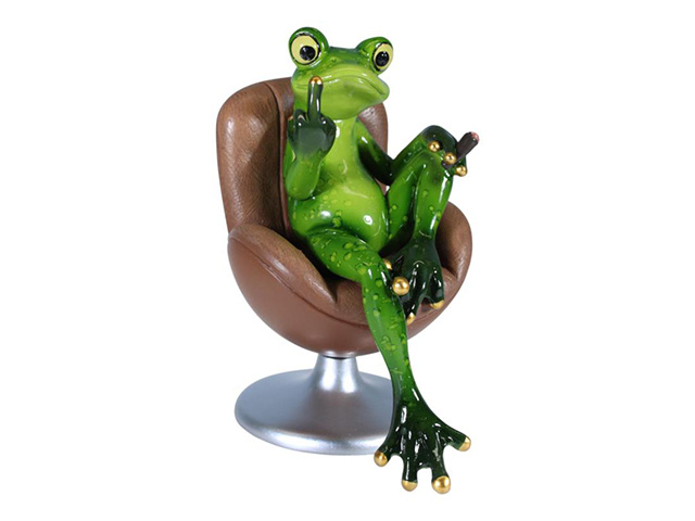 15X13CM ATTITUDE FROG ON SWIVEL CHAIR