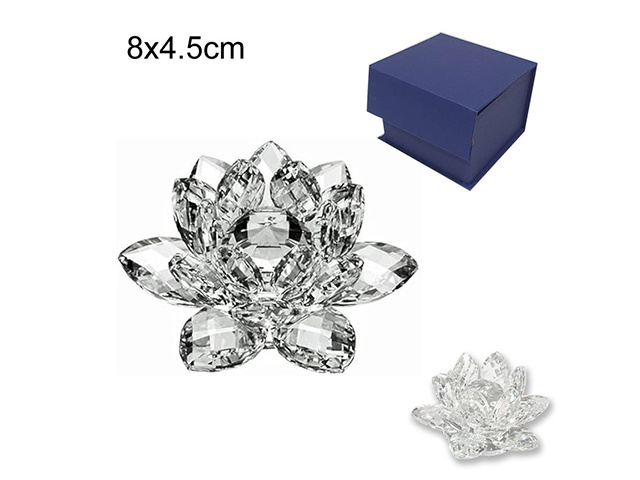 CRYSTAL LOTUS W/DIAMOND 8X4.5CM
