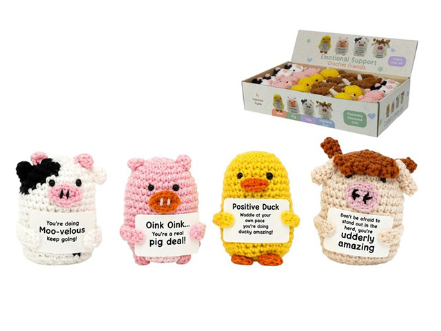 7CM CROCHET FARM ANIMALS 4ASST UN24
