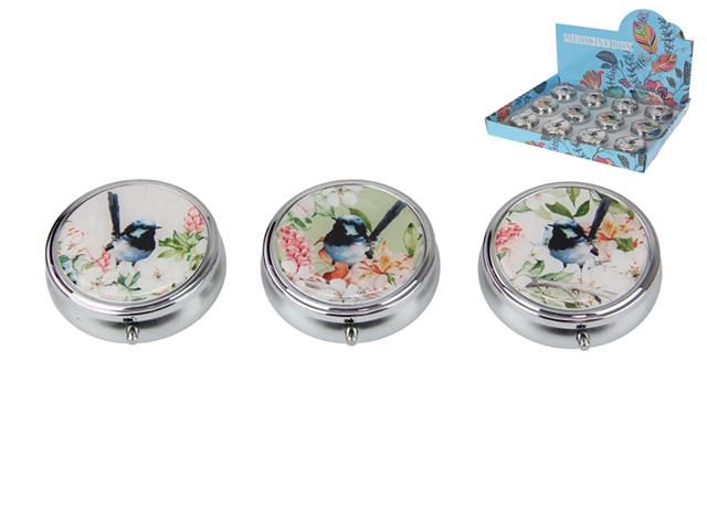6CM WREN ARTWORK PILL BOX 3ASST UN12
