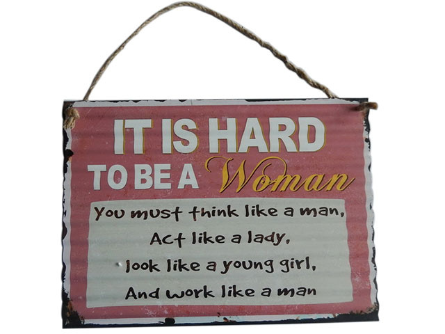 WOMAN METAL SIGN 28.5X40CM