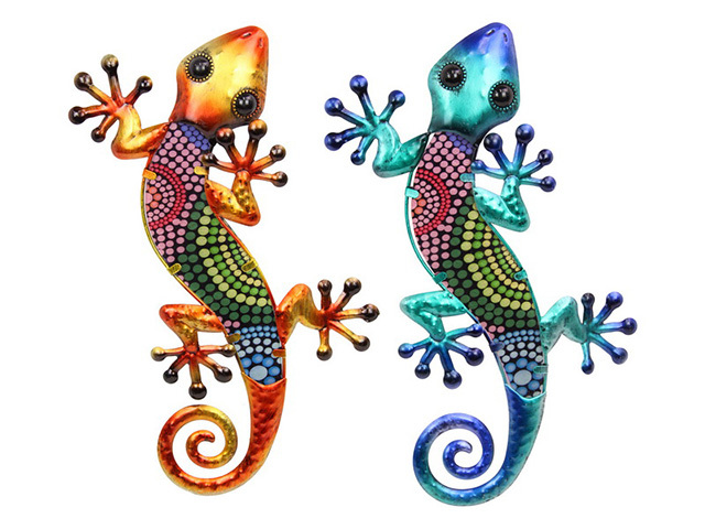 38CM TIBAL DOT ART MTL/GLS LIZARD 2ASST