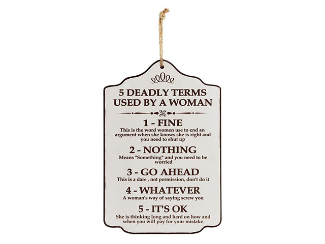 SIGN 5 DEADLY TERMS 25X17CM