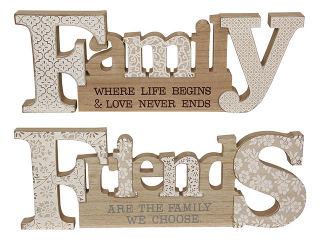 40CM FAMILY/FRIEND MDF DECOR SIGN 2ASST