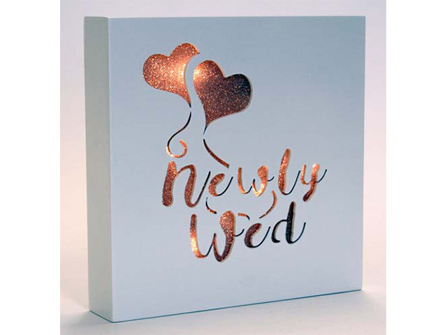 STARLIGHT LED BLOCK NEWLY WED 20X20CM