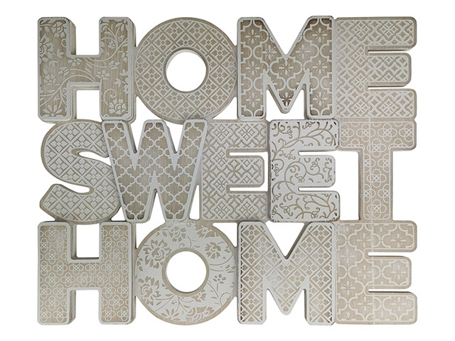 40X33CM HOME SWEET HOME MDF PLAQUE QTY 3